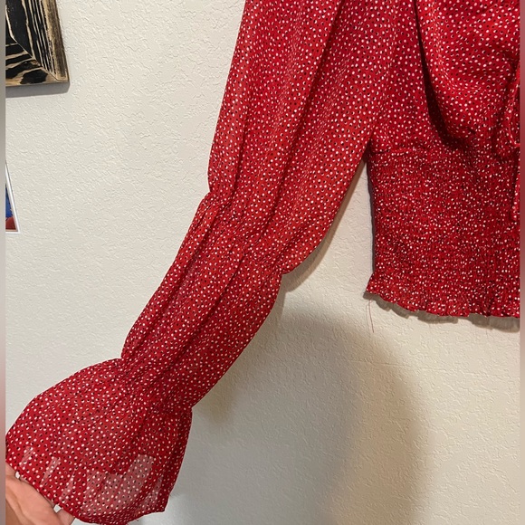 Princess Polly • Polka Dot Long Sleeve Peasant Top - Picture 3 of 4